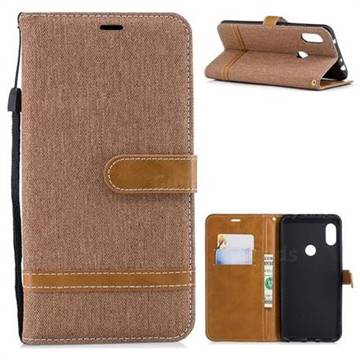 Jeans Cowboy Denim Leather Wallet Case for Mi Xiaomi Redmi Note 6 - Brown