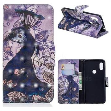 Purple Peacock 3D Painted Leather Wallet Phone Case for Mi Xiaomi Redmi Note 6