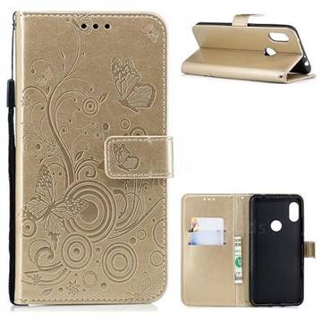 Intricate Embossing Butterfly Circle Leather Wallet Case for Mi Xiaomi Redmi Note 6 - Champagne