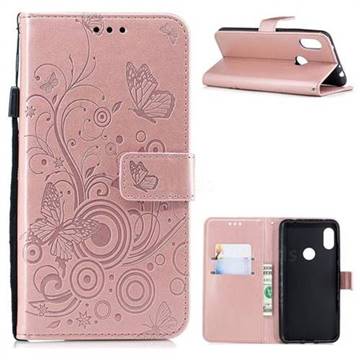 Intricate Embossing Butterfly Circle Leather Wallet Case for Mi Xiaomi Redmi Note 6 - Rose Gold