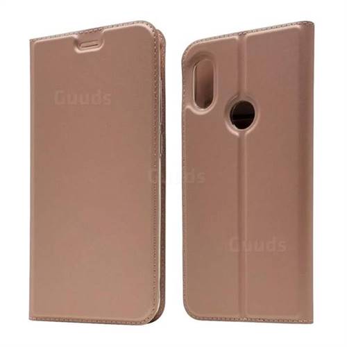 Ultra Slim Card Magnetic Automatic Suction Leather Wallet Case for Mi Xiaomi Redmi Note 6 - Rose Gold