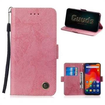 Retro Classic Leather Phone Wallet Case Cover for Mi Xiaomi Redmi Note 6 - Pink