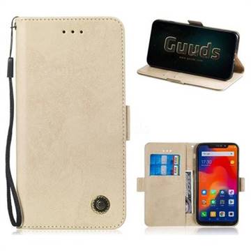 Retro Classic Leather Phone Wallet Case Cover for Mi Xiaomi Redmi Note 6 - Golden