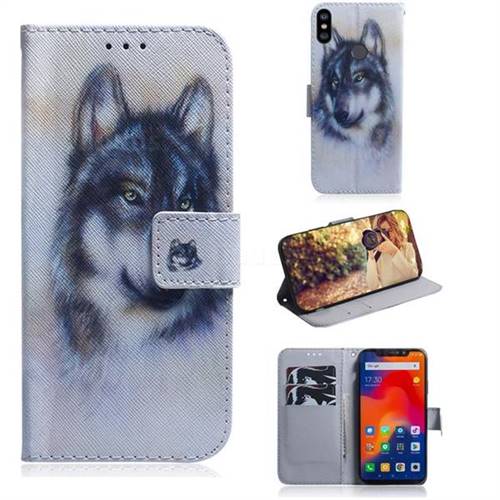 Snow Wolf PU Leather Wallet Case for Mi Xiaomi Redmi Note 6