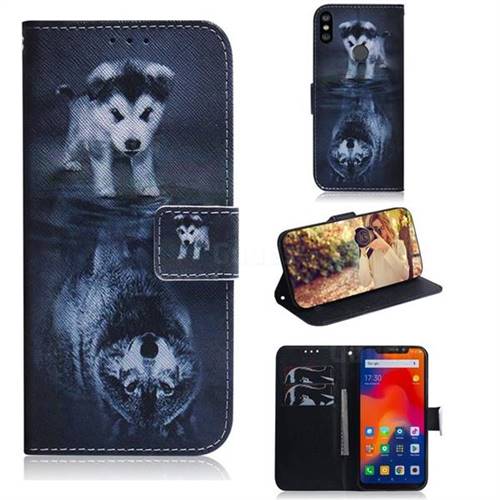 Wolf and Dog PU Leather Wallet Case for Mi Xiaomi Redmi Note 6