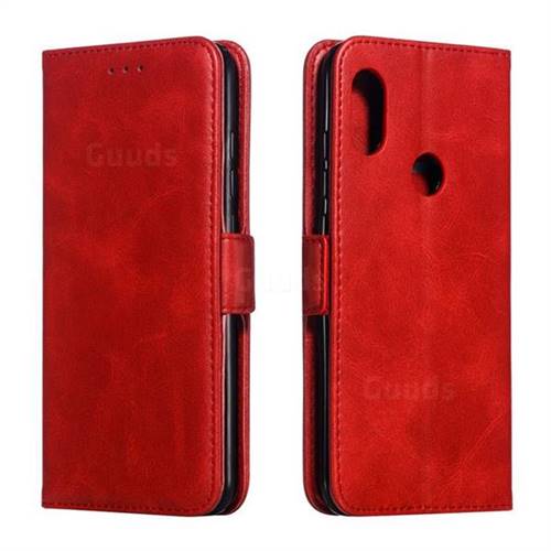 Retro Classic Calf Pattern Leather Wallet Phone Case for Mi Xiaomi Redmi Note 6 - Red