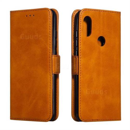 Retro Classic Calf Pattern Leather Wallet Phone Case for Mi Xiaomi Redmi Note 6 - Yellow