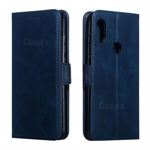Retro Classic Calf Pattern Leather Wallet Phone Case for Mi Xiaomi Redmi Note 6 - Blue
