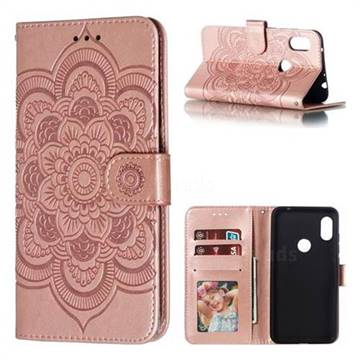Intricate Embossing Datura Solar Leather Wallet Case for Mi Xiaomi Redmi Note 6 - Rose Gold
