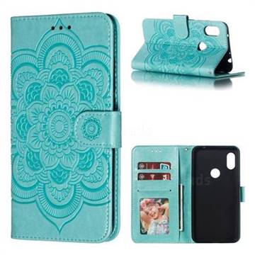 Intricate Embossing Datura Solar Leather Wallet Case for Mi Xiaomi Redmi Note 6 - Green