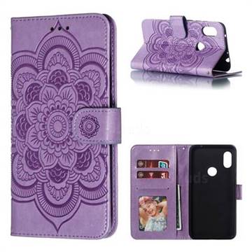 Intricate Embossing Datura Solar Leather Wallet Case for Mi Xiaomi Redmi Note 6 - Purple