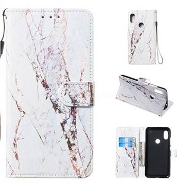 White Marble Smooth Leather Phone Wallet Case for Mi Xiaomi Redmi Note 6
