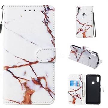 Platinum Marble Smooth Leather Phone Wallet Case for Mi Xiaomi Redmi Note 6
