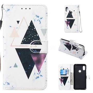 Triangle Marble Smooth Leather Phone Wallet Case for Mi Xiaomi Redmi Note 6