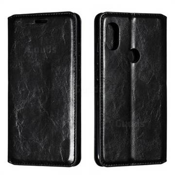 Retro Slim Magnetic Crazy Horse PU Leather Wallet Case for Mi Xiaomi Redmi Note 6 - Black