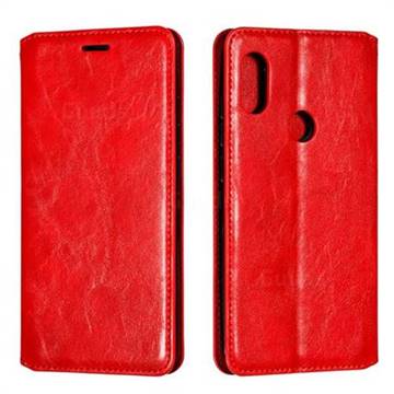 Retro Slim Magnetic Crazy Horse PU Leather Wallet Case for Mi Xiaomi Redmi Note 6 - Red
