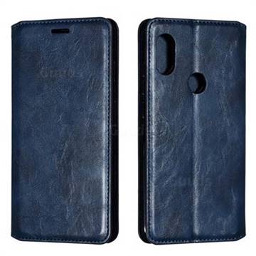 Retro Slim Magnetic Crazy Horse PU Leather Wallet Case for Mi Xiaomi Redmi Note 6 - Blue