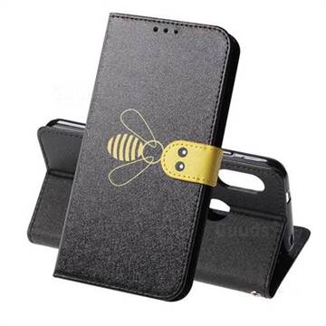 Silk Texture Bee Pattern Leather Phone Case for Mi Xiaomi Redmi Note 6 - Black