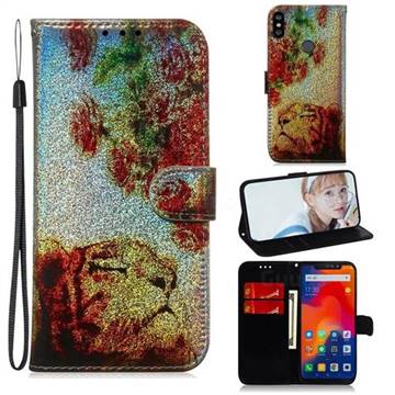 Tiger Rose Laser Shining Leather Wallet Phone Case for Mi Xiaomi Redmi Note 6