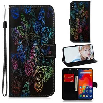 Black Butterfly Laser Shining Leather Wallet Phone Case for Mi Xiaomi Redmi Note 6