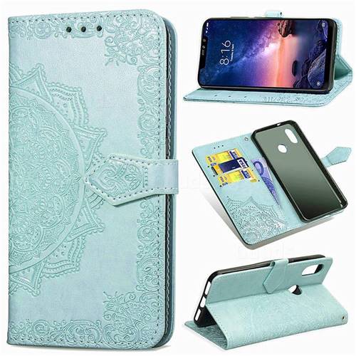 Embossing Imprint Mandala Flower Leather Wallet Case for Mi Xiaomi Redmi Note 6 - Green