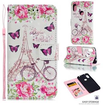Bicycle Flower Tower 3D Painted Leather Phone Wallet Case for Mi Xiaomi Redmi Note 6