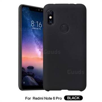 Howmak Slim Liquid Silicone Rubber Shockproof Phone Case Cover for Mi Xiaomi Redmi Note 6 Pro - Black