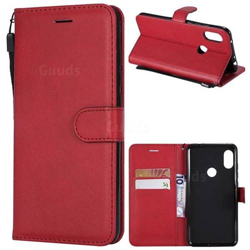 Retro Greek Classic Smooth PU Leather Wallet Phone Case for Mi Xiaomi Redmi Note 6 Pro - Red