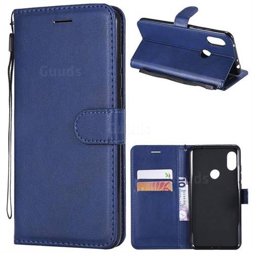 Retro Greek Classic Smooth PU Leather Wallet Phone Case for Mi Xiaomi Redmi Note 6 Pro - Blue