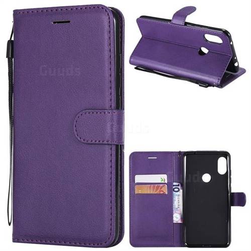 Retro Greek Classic Smooth PU Leather Wallet Phone Case for Mi Xiaomi Redmi Note 6 Pro - Purple