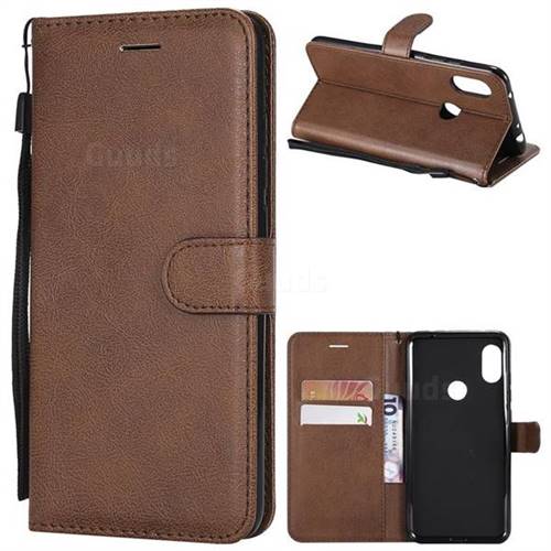 Retro Greek Classic Smooth PU Leather Wallet Phone Case for Mi Xiaomi Redmi Note 6 Pro - Brown