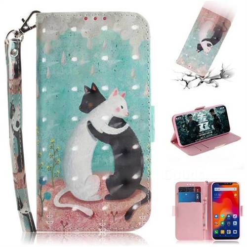 Black and White Cat 3D Painted Leather Wallet Phone Case for Mi Xiaomi Redmi Note 6 Pro