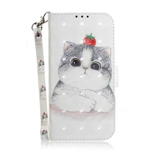 Cute Tomato Cat 3D Painted Leather Wallet Phone Case for Mi Xiaomi