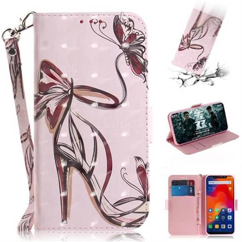Butterfly High Heels 3D Painted Leather Wallet Phone Case for Mi Xiaomi Redmi Note 6 Pro