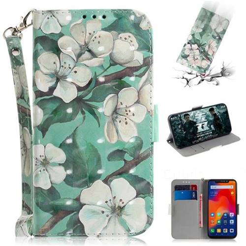 Watercolor Flower 3D Painted Leather Wallet Phone Case for Mi Xiaomi Redmi Note 6 Pro