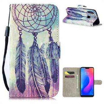 Feather Wind Chimes 3D Painted Leather Wallet Phone Case for Mi Xiaomi Redmi Note 6 Pro