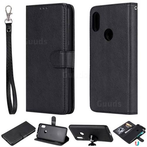 Retro Greek Detachable Magnetic PU Leather Wallet Phone Case for Mi Xiaomi Redmi Note 6 Pro - Black