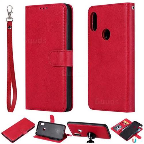 Retro Greek Detachable Magnetic PU Leather Wallet Phone Case for Mi Xiaomi Redmi Note 6 Pro - Red