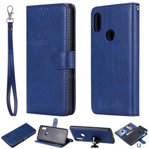 Retro Greek Detachable Magnetic PU Leather Wallet Phone Case for Mi Xiaomi Redmi Note 6 Pro - Blue