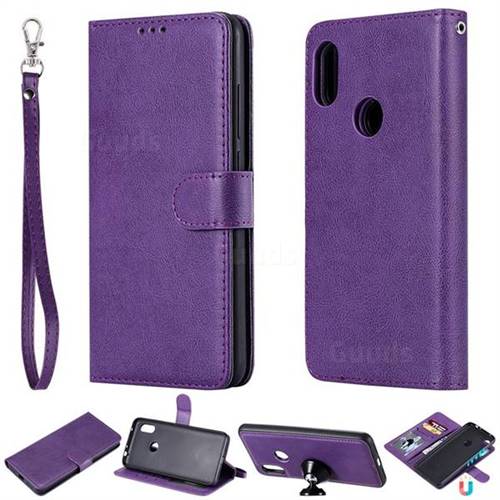 Retro Greek Detachable Magnetic PU Leather Wallet Phone Case for Mi Xiaomi Redmi Note 6 Pro - Purple