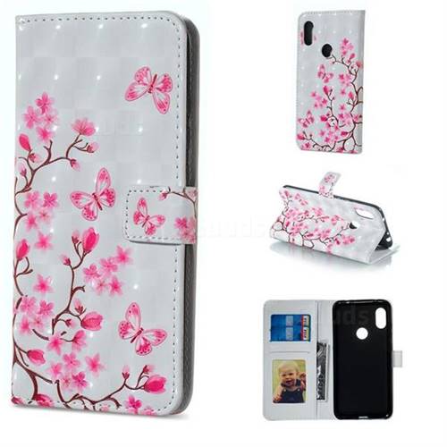 Butterfly Sakura Flower 3D Painted Leather Phone Wallet Case for Mi Xiaomi Redmi Note 6 Pro
