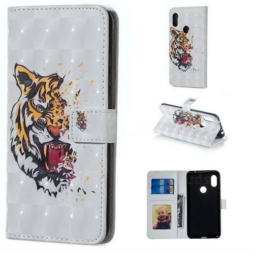 Toothed Tiger 3D Painted Leather Phone Wallet Case for Mi Xiaomi Redmi Note 6 Pro