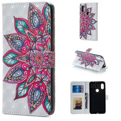 Mandara Flower 3D Painted Leather Phone Wallet Case for Mi Xiaomi Redmi Note 6 Pro