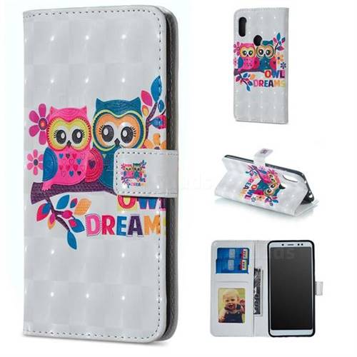 Couple Owl 3D Painted Leather Phone Wallet Case for Mi Xiaomi Redmi Note 6 Pro