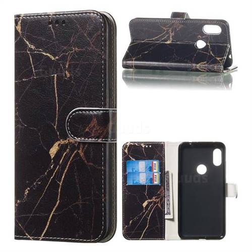 Black Gold Marble PU Leather Wallet Case for Mi Xiaomi Redmi Note 6 Pro