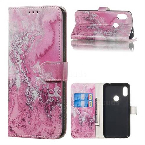 Pink Seawater PU Leather Wallet Case for Mi Xiaomi Redmi Note 6 Pro