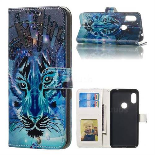 Ice Wolf 3D Relief Oil PU Leather Wallet Case for Mi Xiaomi Redmi Note 6 Pro
