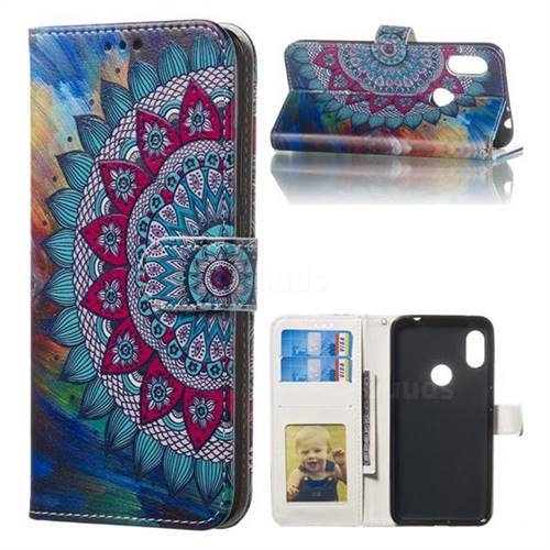 Mandala Flower 3D Relief Oil PU Leather Wallet Case for Mi Xiaomi Redmi Note 6 Pro