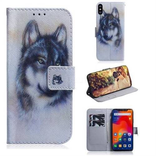 Snow Wolf PU Leather Wallet Case for Mi Xiaomi Redmi Note 6 Pro