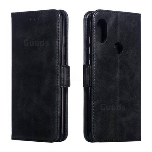 Retro Classic Calf Pattern Leather Wallet Phone Case for Mi Xiaomi Redmi Note 6 Pro - Black